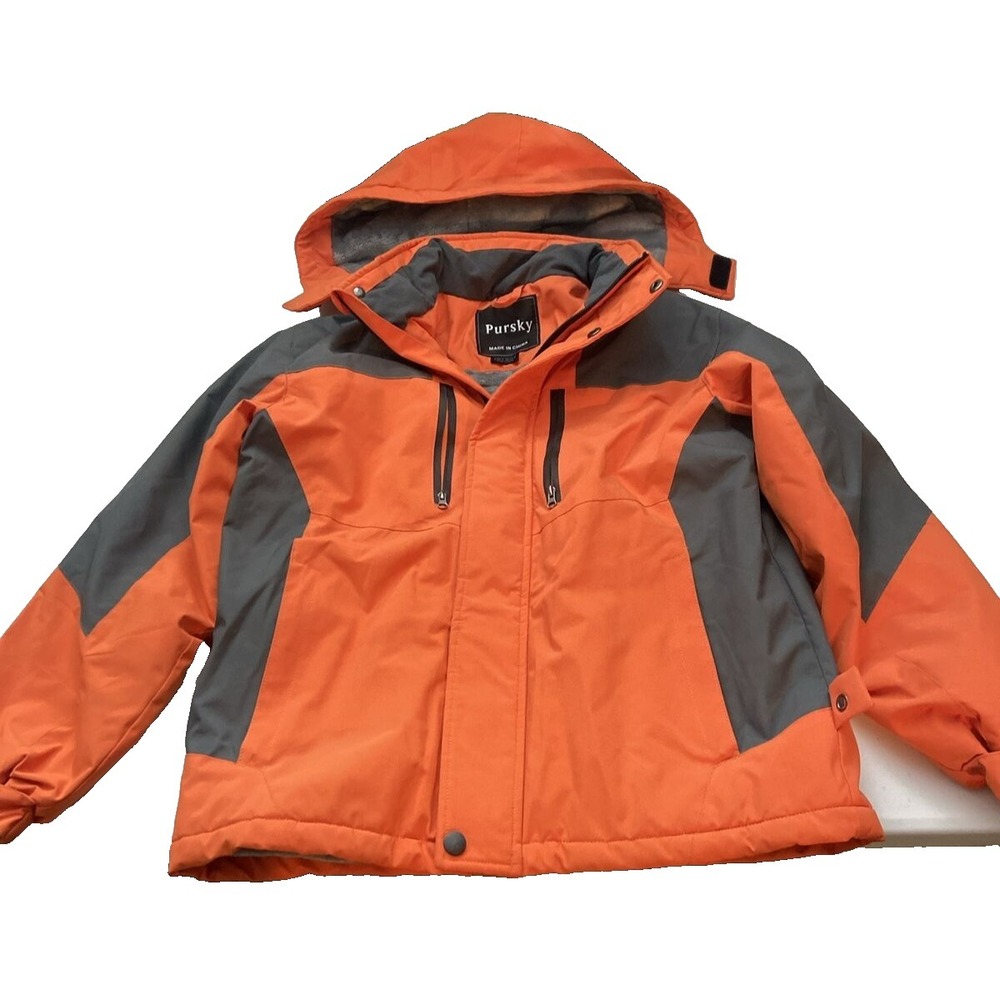 Pursky Boys Ski Jacket 10-12 Orange Snow Winter
